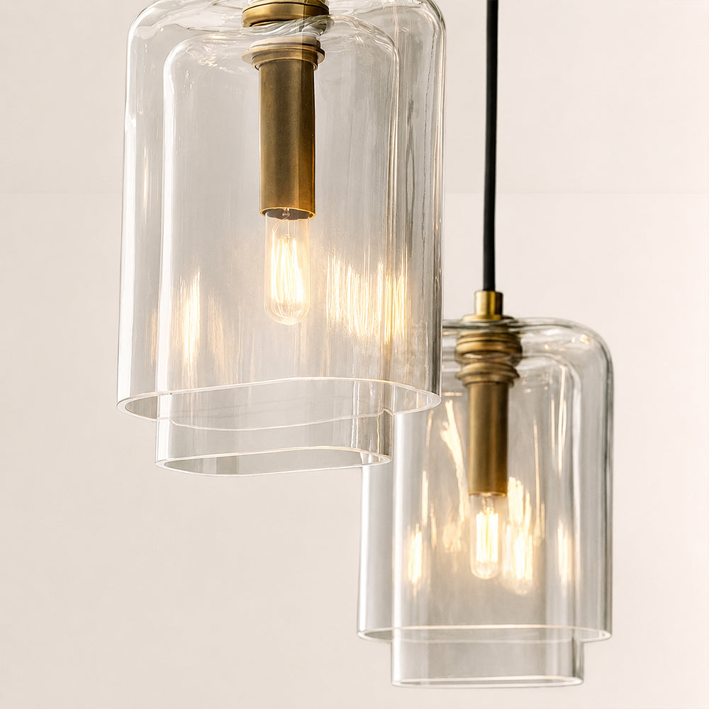 Kaelin Stacked Clear Cylinder Glass Multi Drop Cluster Chandelier