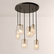 Kaelin Stacked Clear Cylinder Glass Multi Drop Cluster Chandelier
