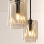 Kaelin Stacked Clear Cylinder Glass Multi Drop Cluster Chandelier