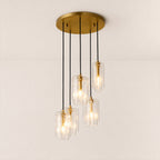Kaelin Stacked Clear Cylinder Glass Multi Drop Cluster Chandelier