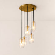 Kaelin Stacked Clear Cylinder Glass Multi Drop Cluster Chandelier