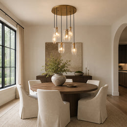 Kaelin Stacked Clear Cylinder Glass Multi Drop Cluster Chandelier