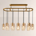 Kaelin Stacked Clear Cylinder Glass Oval Linear Chandelier