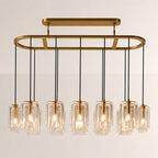 Kaelin Stacked Clear Cylinder Glass Oval Linear Chandelier