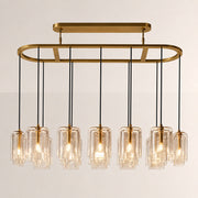 Kaelin Stacked Clear Cylinder Glass Oval Linear Chandelier