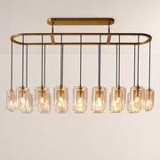Kaelin Stacked Clear Cylinder Glass Oval Linear Chandelier
