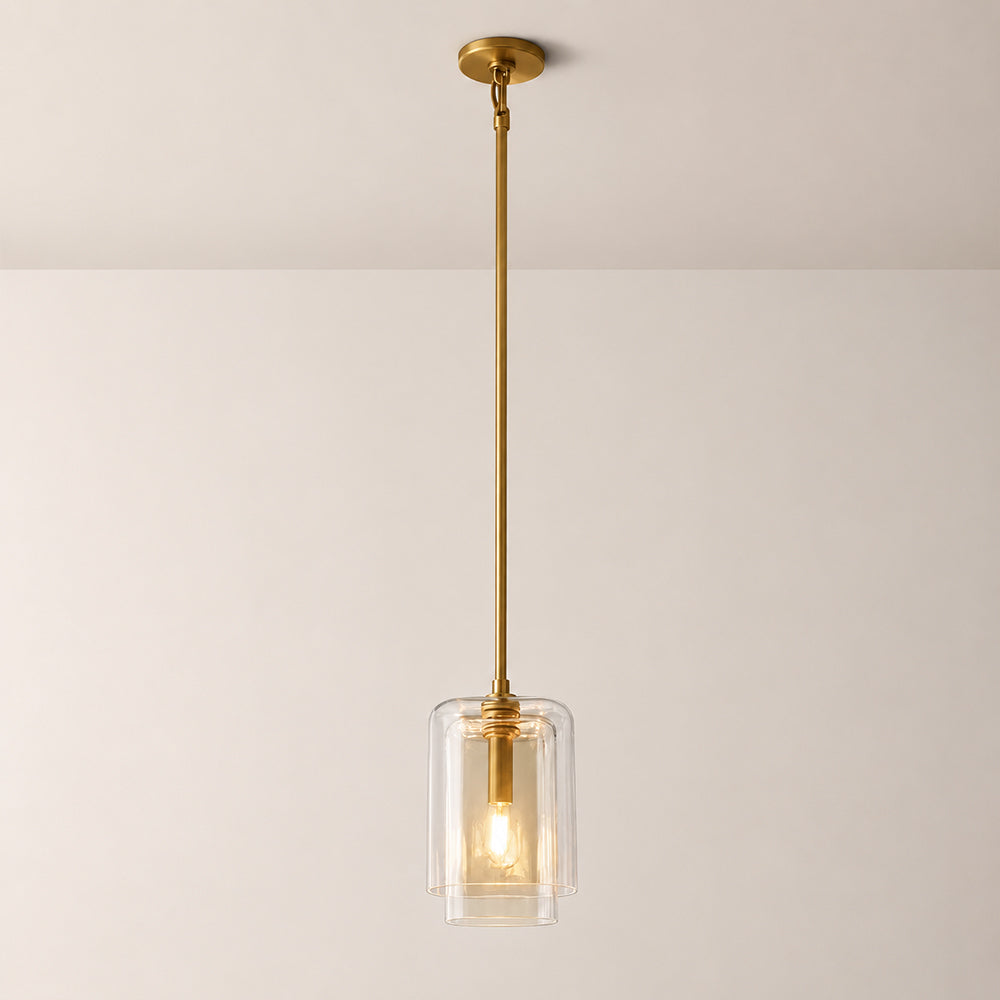 Kaelin Stacked Clear Cylinder Glass Single Pendant Light