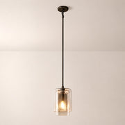 Kaelin Stacked Clear Cylinder Glass Single Pendant Light