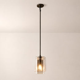 Kaelin Stacked Clear Cylinder Glass Single Pendant Light