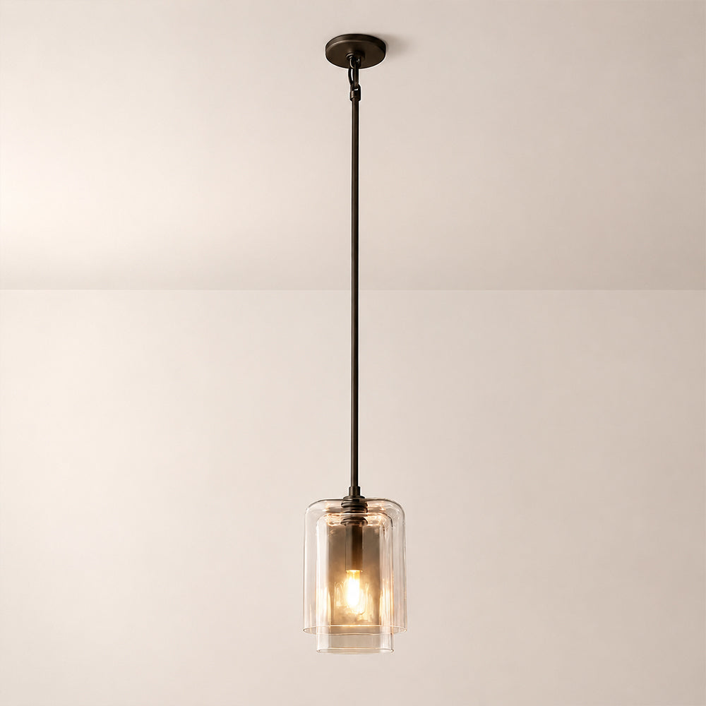 Kaelin Stacked Clear Cylinder Glass Single Pendant Light