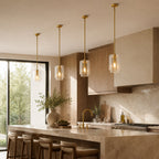 Kaelin Stacked Clear Cylinder Glass Single Pendant Light