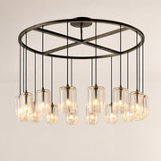 Kaelin Stacked Clear Cylinder Glass Round Ring Chandelier