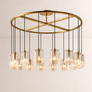 Kaelin Stacked Clear Cylinder Glass Round Ring Chandelier