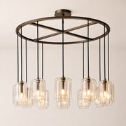 Kaelin Stacked Clear Cylinder Glass Round Ring Chandelier