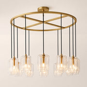 Kaelin Stacked Clear Cylinder Glass Round Ring Chandelier