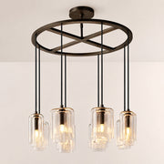 Kaelin Stacked Clear Cylinder Glass Round Ring Chandelier