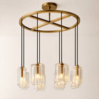 Kaelin Stacked Clear Cylinder Glass Round Ring Chandelier