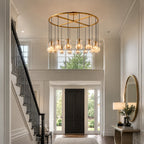 Kaelin Stacked Clear Cylinder Glass Round Ring Chandelier