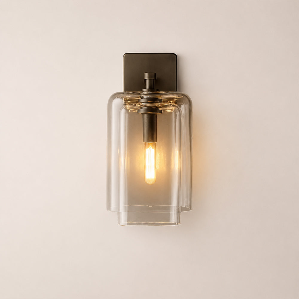 Kaelin Stacked Clear Cylinder Glass Wall Sconce