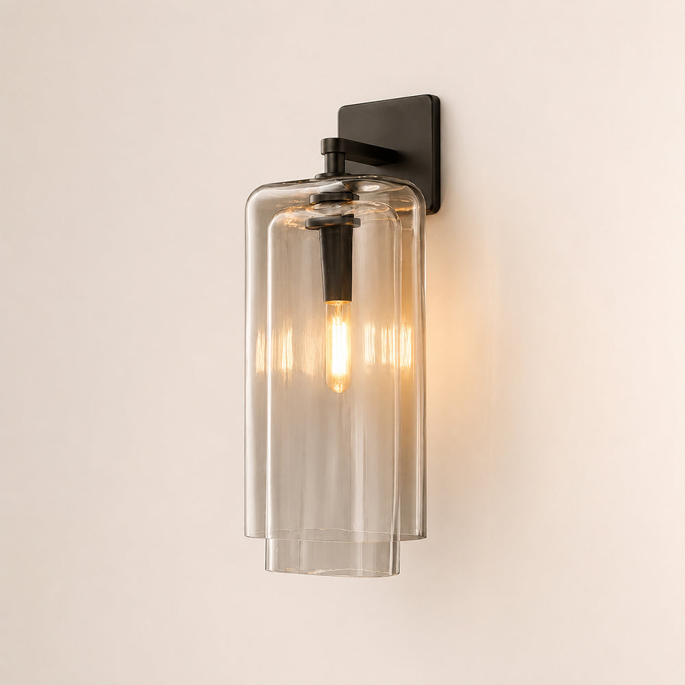 Kaelin Stacked Clear Cylinder Glass Wall Sconce
