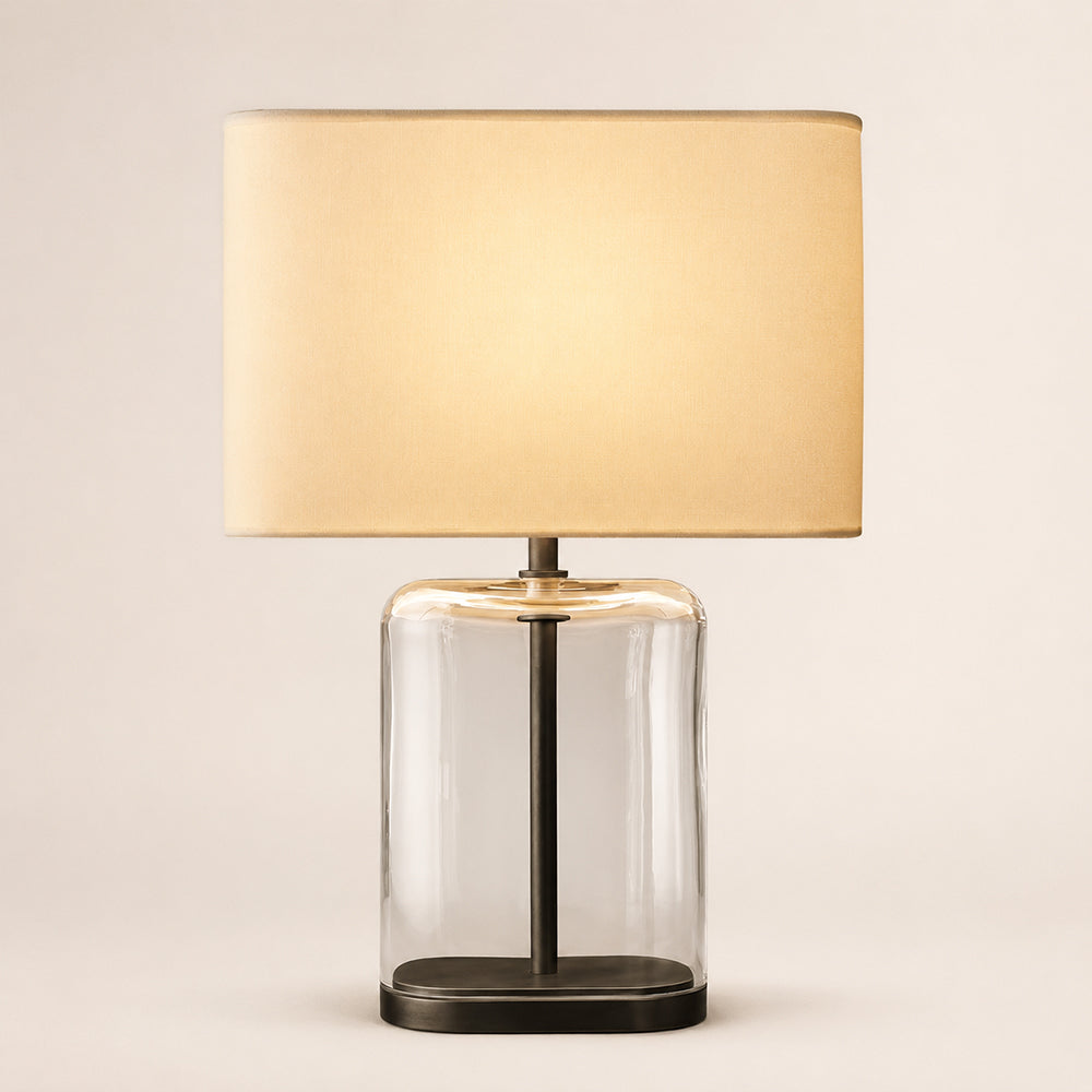 Kaelin Clear Glass Rectangular Base Table Lamp