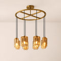 Kaelin Stacked Amber Cylinder Glass Round Ring Chandelier
