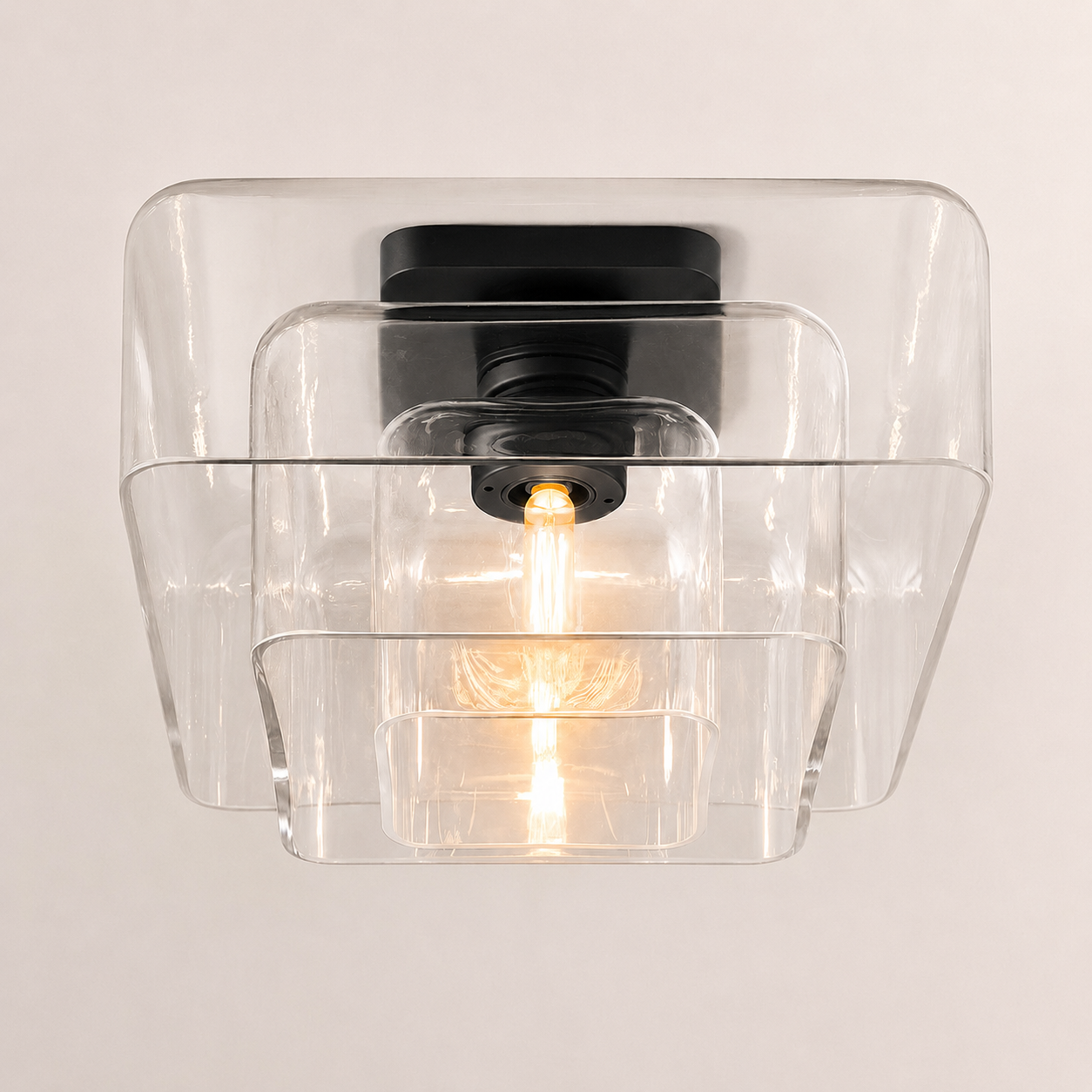 Kaelin Stacked Square Clear Glass Flush Mount Ceiling Light