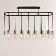 Kaelin Stacked Clear Cylinder Glass Oval Linear Chandelier