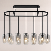 Kaelin Stacked Clear Cylinder Glass Oval Linear Chandelier