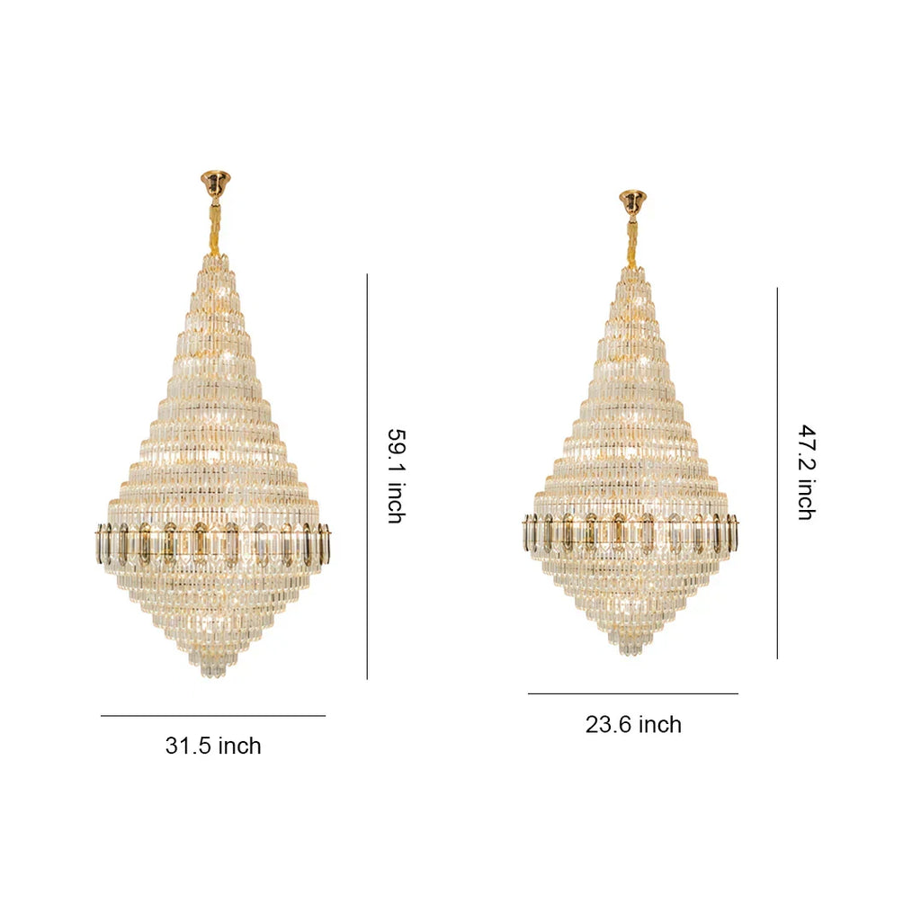 Large Gold Chandelier Luxury Art Glass