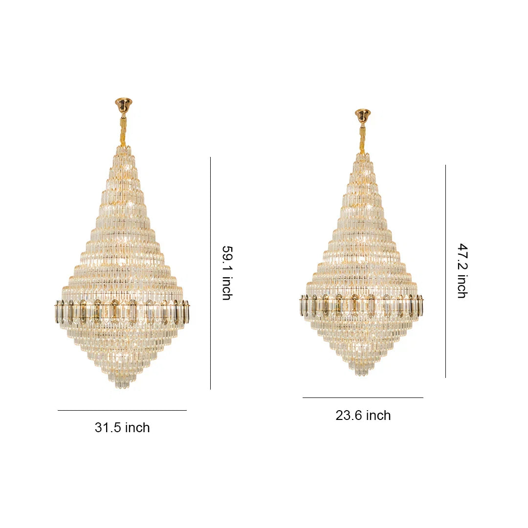 Large Gold Chandelier Luxury Art Glass