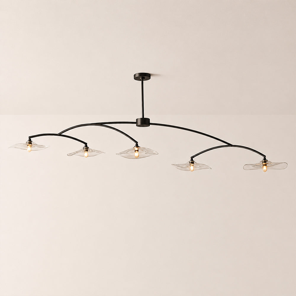 Liorin Lily Petal Clear Glass Linear Chandelier 60”W 80“W