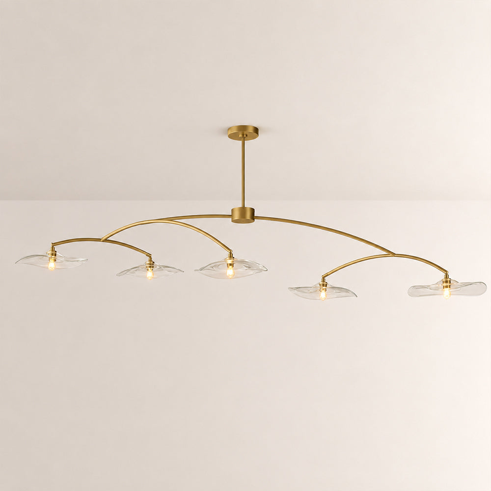 Liorin Lily Petal Clear Glass Linear Chandelier 60”W 80“W