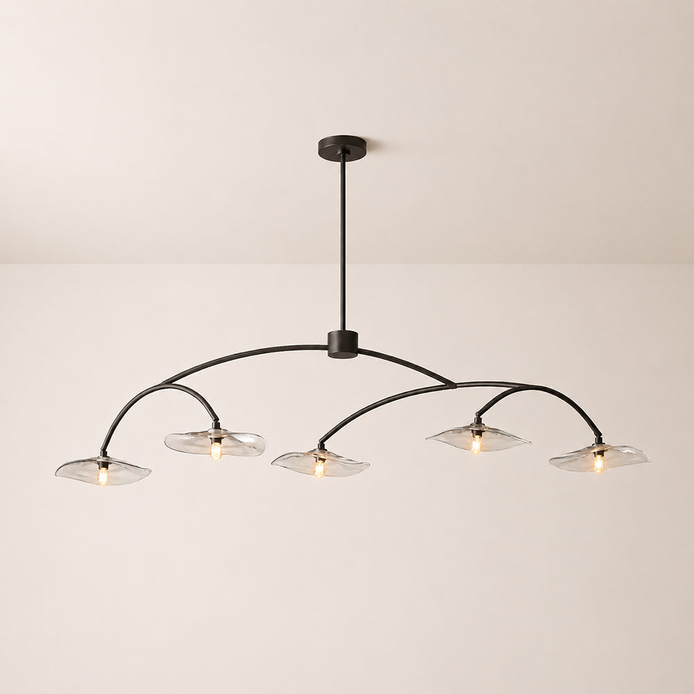 Liorin Lily Petal Clear Glass Linear Chandelier 60”W 80“W