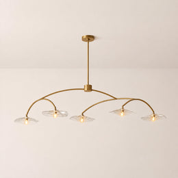 Liorin Lily Petal Clear Glass Linear Chandelier 60”W 80“W
