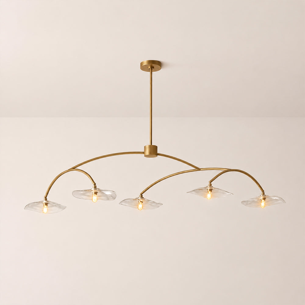 Liorin Lily Petal Clear Glass Linear Chandelier 60”W 80“W