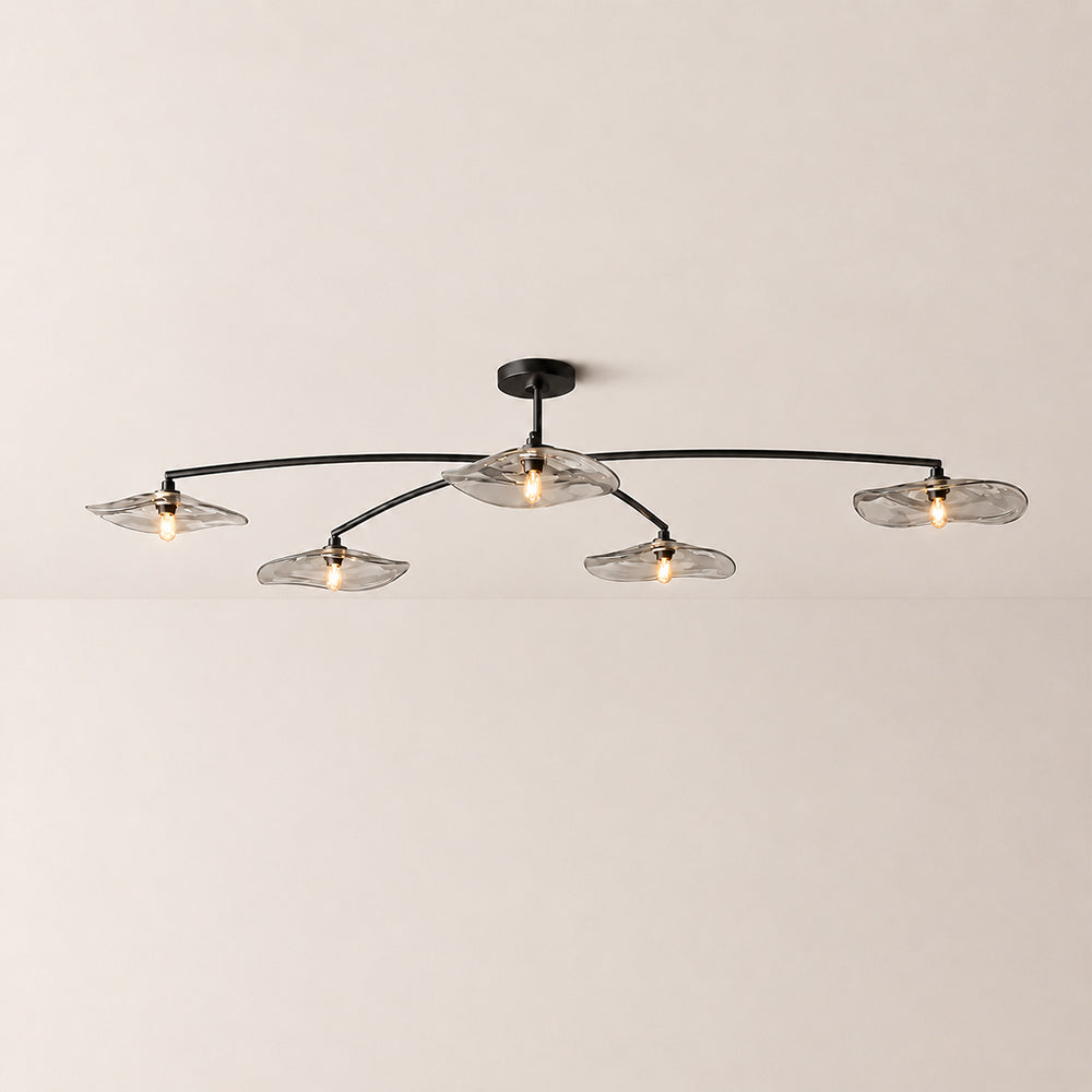 Liorin Lily Petal Smoke Glass Linear Flush Mount Light 48”W 60“W