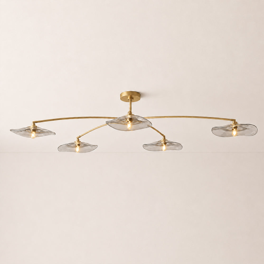 Liorin Lily Petal Smoke Glass Linear Flush Mount Light 48”W 60“W