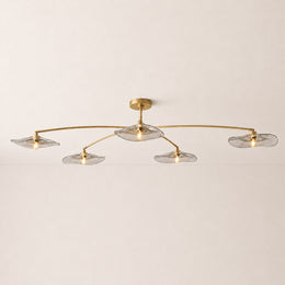 Liorin Lily Petal Smoke Glass Linear Flush Mount Light 48”W 60“W