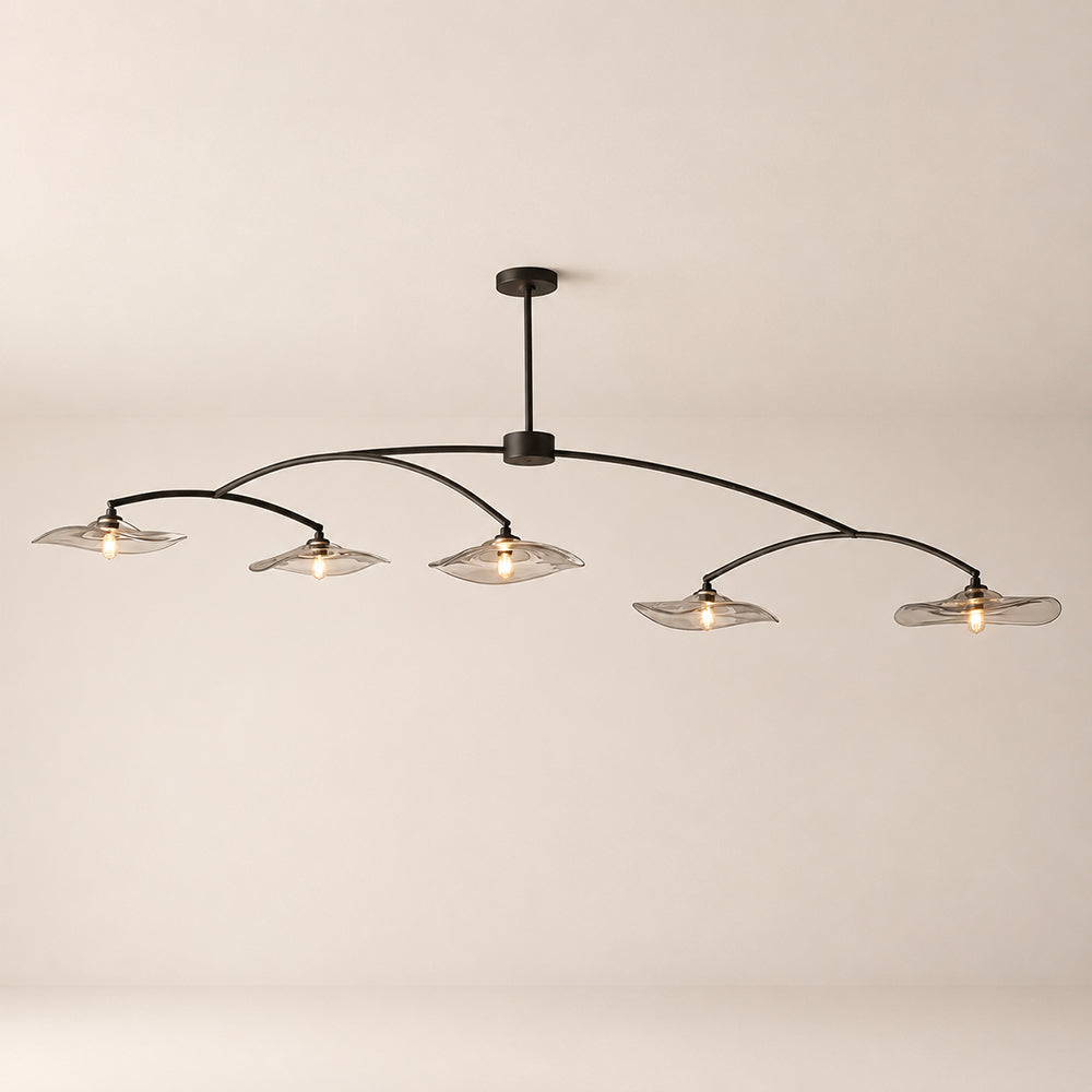 Liorin Lily Smoke Glass Linear Chandelier 60“W 80”W