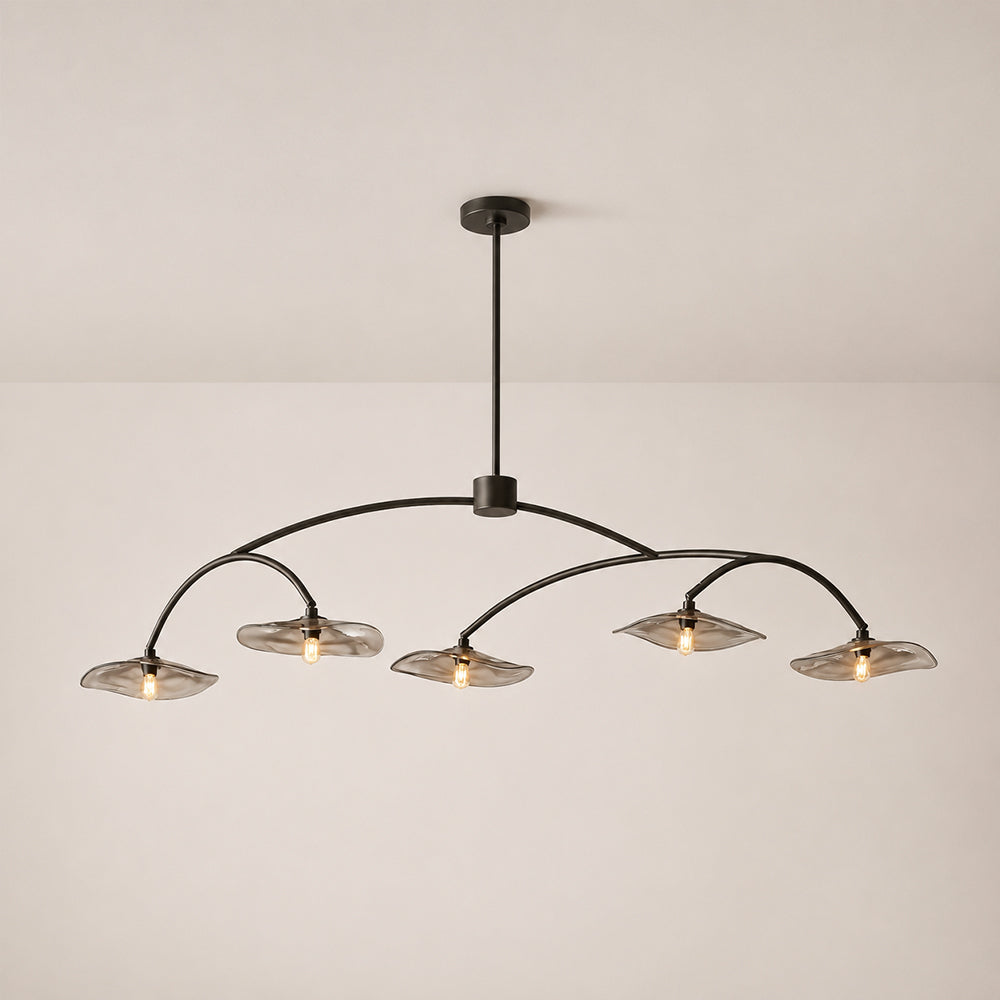 Liorin Lily Smoke Glass Linear Chandelier 60“W 80”W