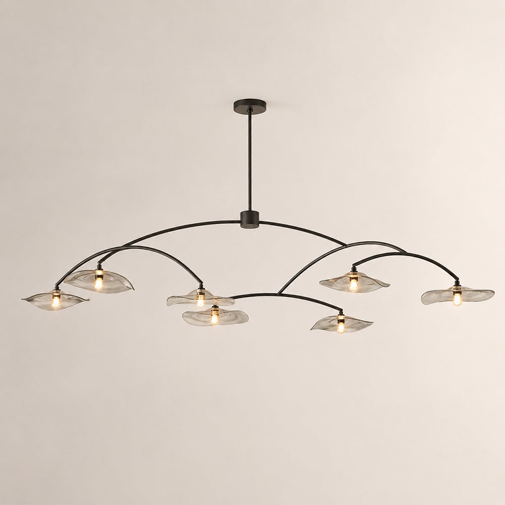 Liorin Lily Petal Smoke Glass Round Branching Chandelier 54”D 72“D 84”D 96“D