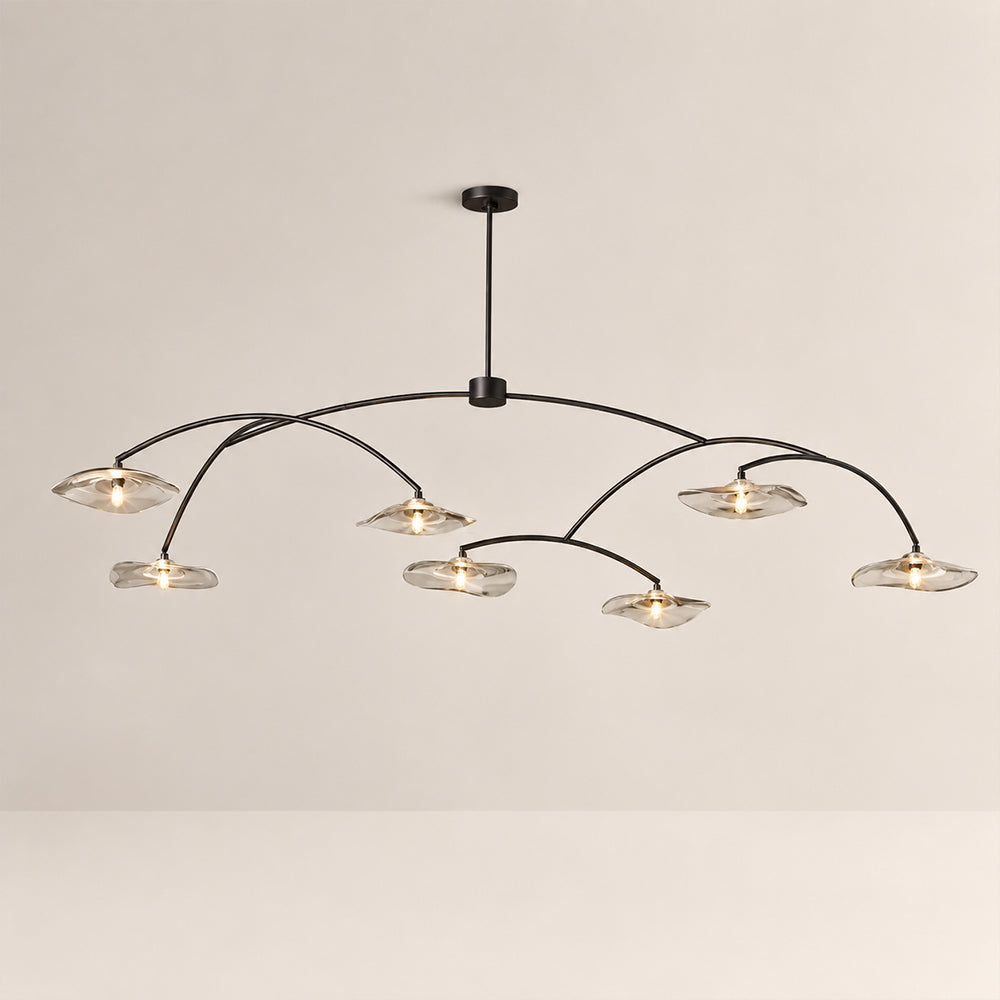 Liorin Lily Petal Smoke Glass Round Branching Chandelier 54”D 72“D 84”D 96“D