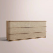 Liromelle Shagreen Drawer Dresser — TAUPE SHAGREEN/GREIGE BRUSHED OAK / 6-DRAWER 72