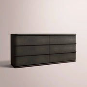 Liromelle Shagreen Drawer Dresser — EBONY SHAGREEN/BLACK BRUSHED OAK / 6-DRAWER 72