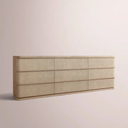 Liromelle Shagreen Drawer Dresser — TAUPE SHAGREEN/GREIGE BRUSHED OAK / 9-DRAWER 90