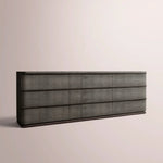 Liromelle Shagreen Drawer Dresser — EBONY SHAGREEN/BLACK BRUSHED OAK / 9-DRAWER 90
