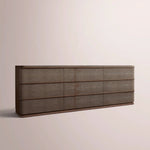 Liromelle Shagreen Drawer Dresser — MOCHA SHAGREEN/BROWN BRUSHED OAK / 9-DRAWER 90