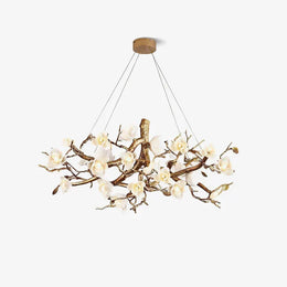 Loir Magnolia Branch & Porcelain Bloom Chandelier