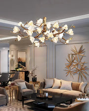Loir Magnolia Branch & Porcelain Bloom Chandelier